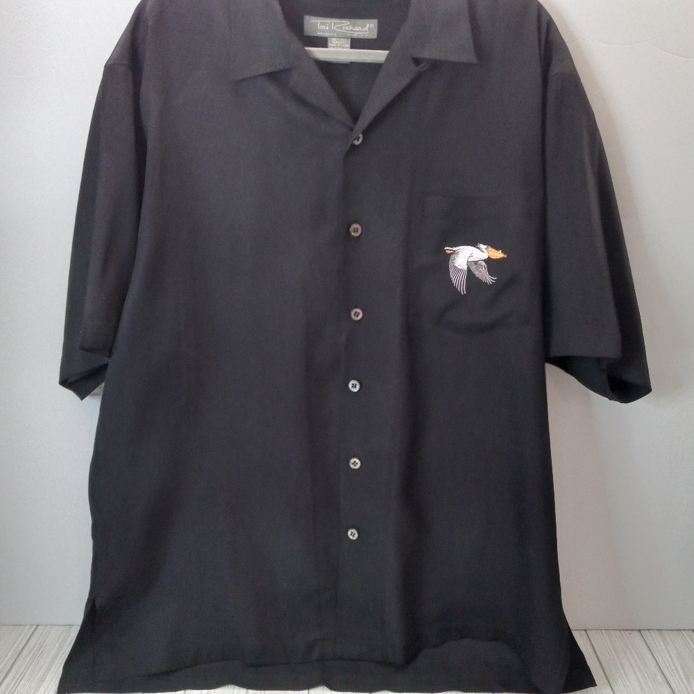 Tori Richard 100% Silk Embroidered Pelican Air Plane Hawaiian Shirt - Picture 3 of 6